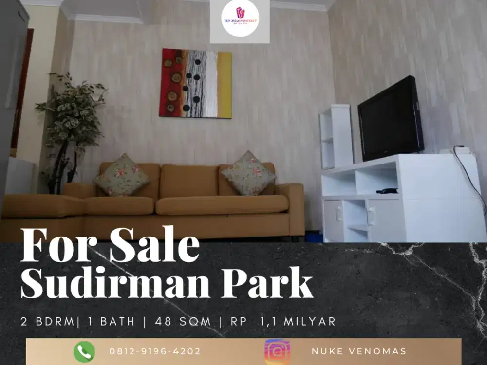 Dijual Apartement Sudirman Park 2BR Full Furnished View Taman
