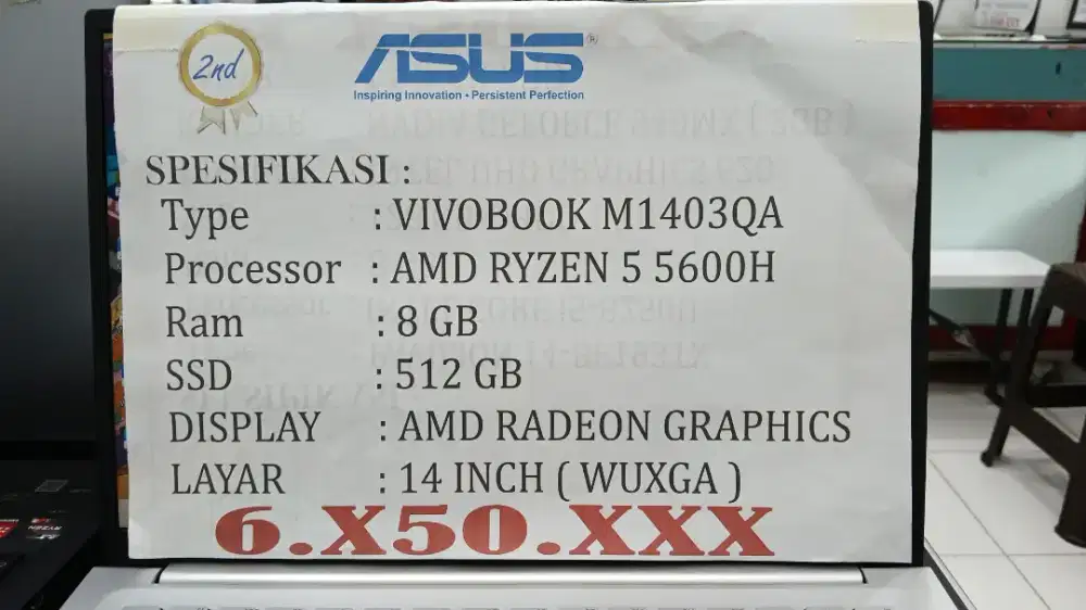 [PROMO RAMADHAN] ASUS VIVOBOOK M1403QA AMD RYZEN 5 5600H RAM 8 SSD 512