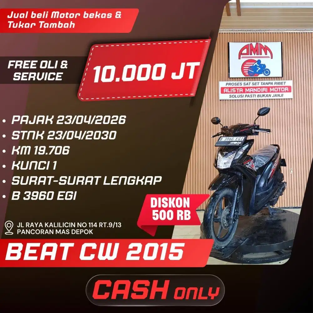 BEAT CW TH 2015 PAJAK ON FULL ORI CASH/TT/ PAKAI CC / PAYLATER