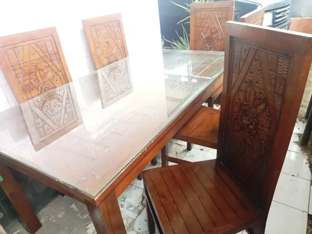 Meja makan 5kursi jati