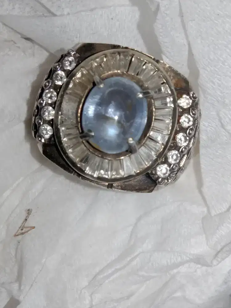 Blue safir Srilanka ring perak