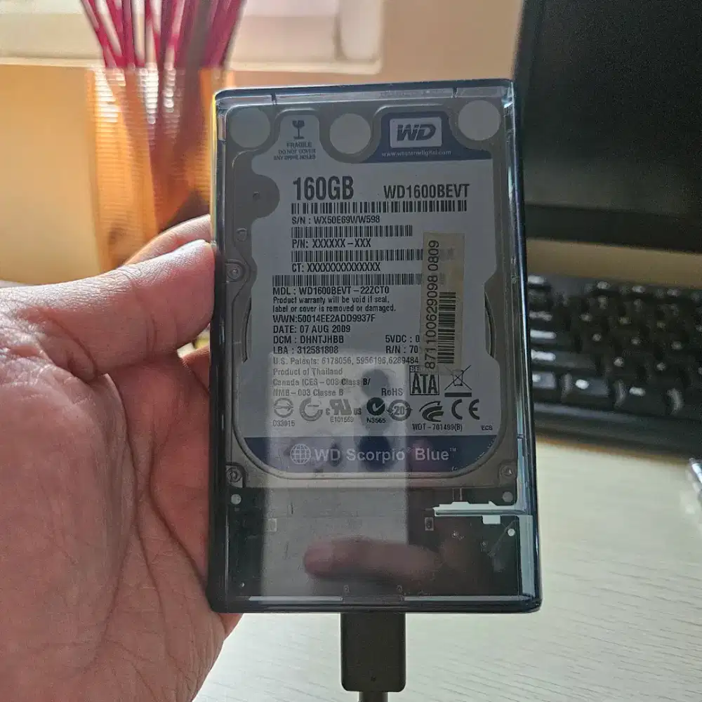  Digital Scorpio Blue 160GB Internal Hard Drive (Model: WD1600BEVT). 