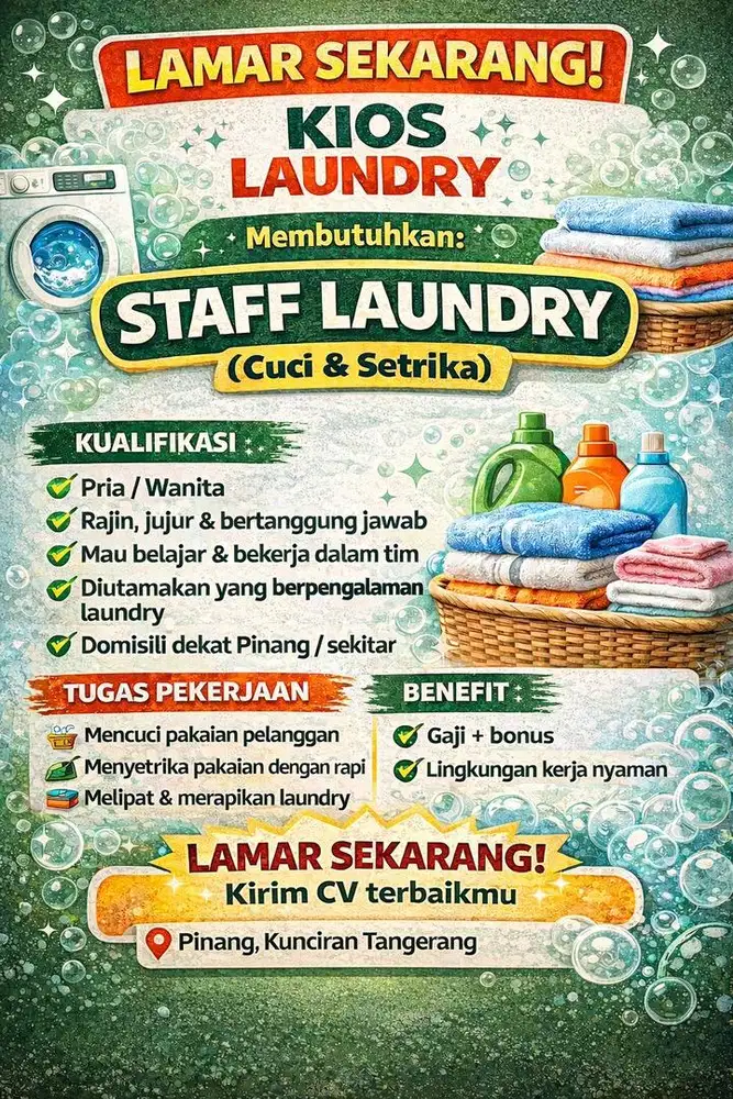 Lowongan kerja di Kios Laundry