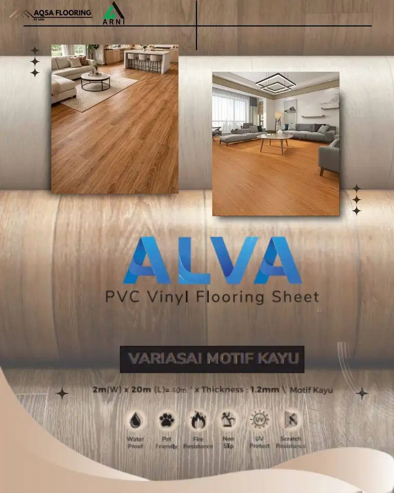 LAIV ALVA PVC VINYL FLOORING SHEET - Motif Kayu yang ElegaN