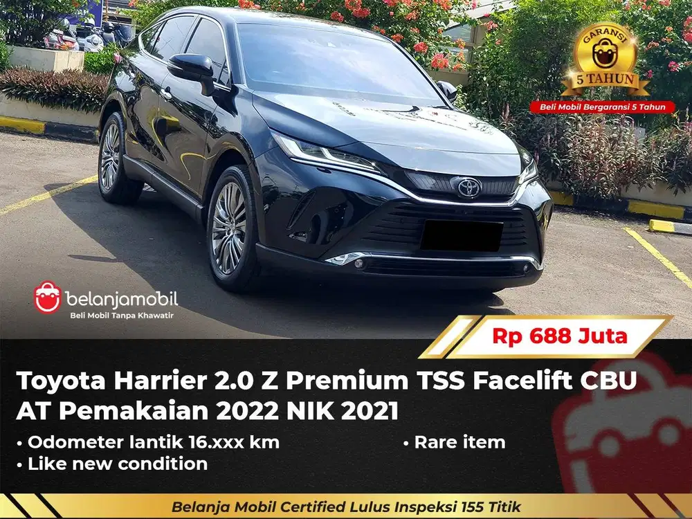 [ GARANSI 5TH ] Toyota Harrier 2.0 Z Premium TSS Facelift 2021/2022