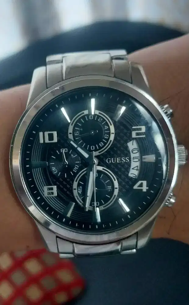Jam Tangan Pria GUESS Original W0075G1 Stainless Chronograph – murah