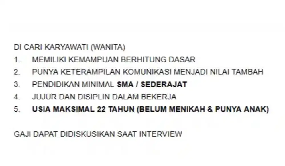 DICARI KARYAWAN SPG JUALAN MAKANAN (URGENT)