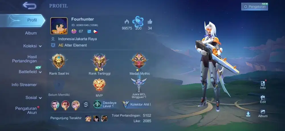 Jual akun mobile legends recal tas tas biru di nego aja