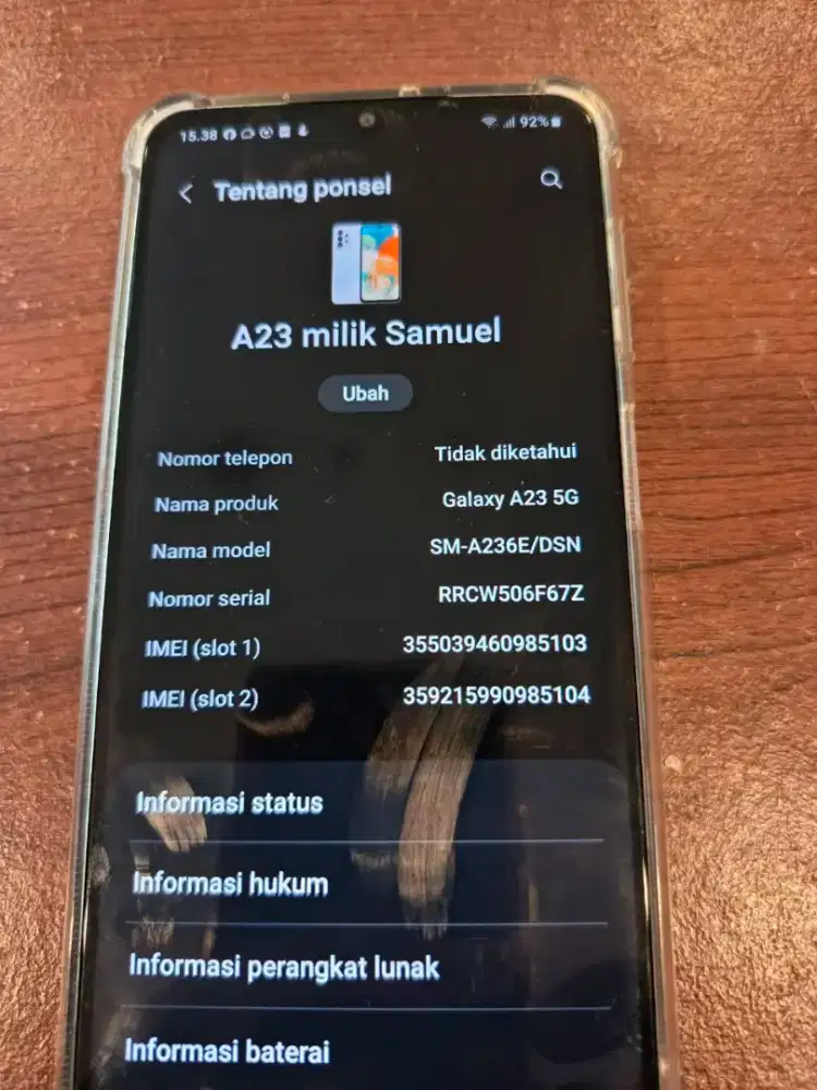 Handphone samsung A 23 5G pemakaian pribadi