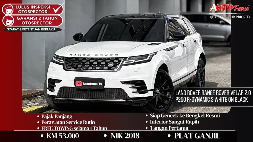Land Rover Range Rover Velar 2.0 P250 R-Dynamic S NIK 2018 White On Bl