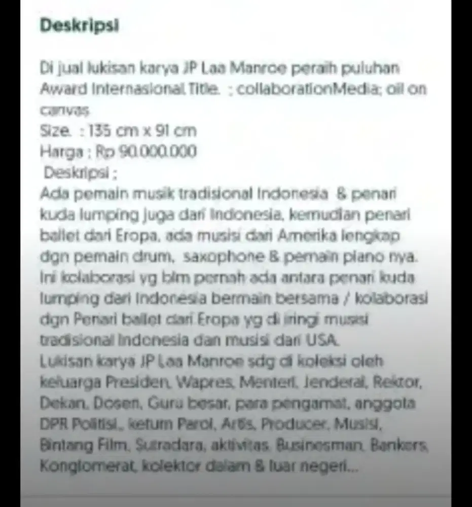 Lukisan unik old master JP Laa Manroe