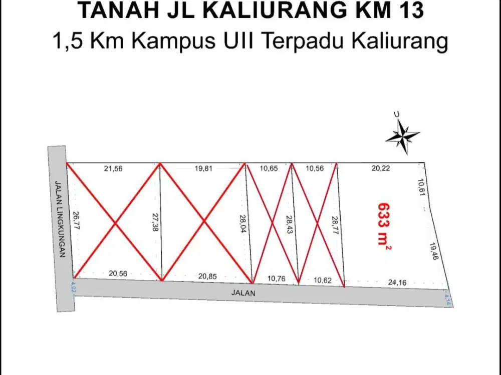 Tanah Jogja Kost Area Kampus UII Kaliurang SHM Pekarangan