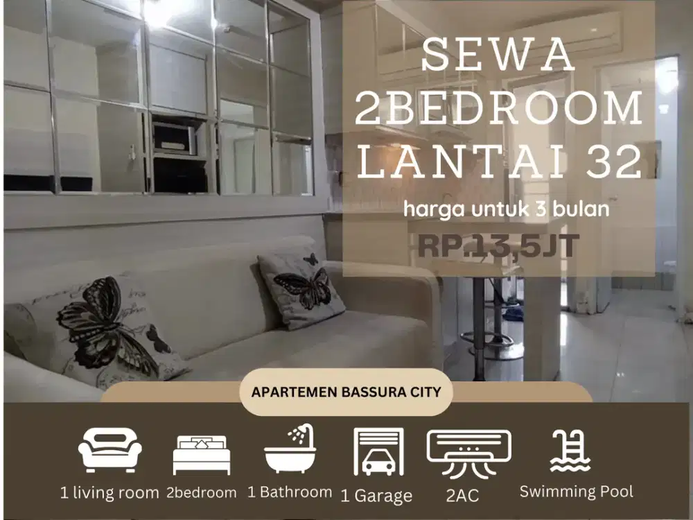 sewa 2kamar full furnish dekat mall apartemen bassura city