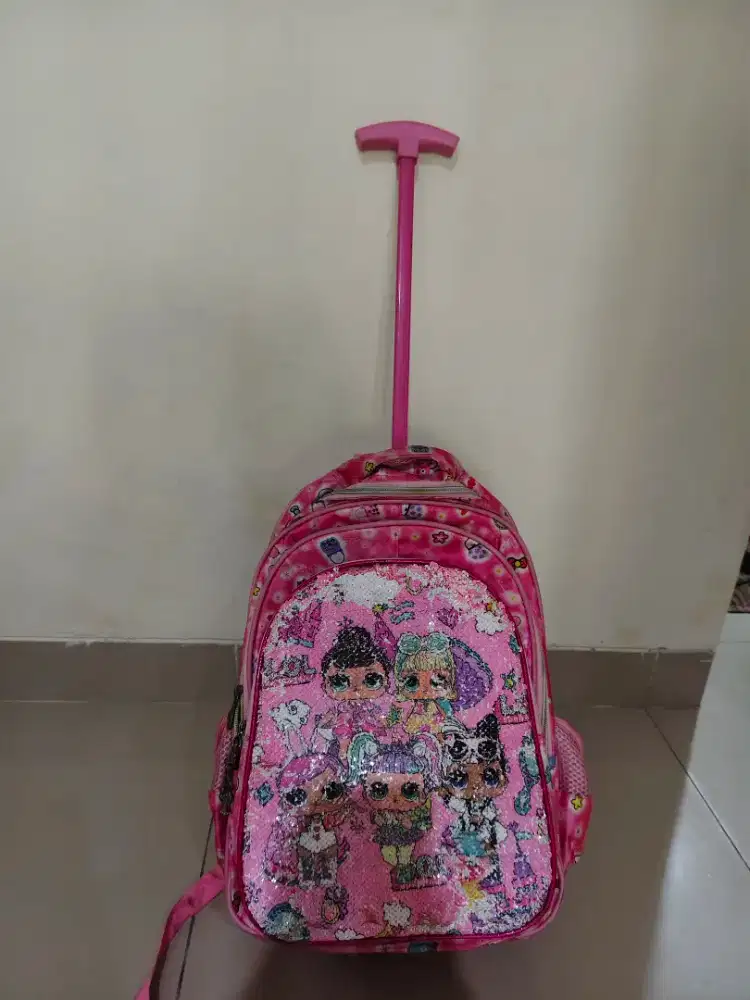 Tas skolah ransel roda anak perempuan