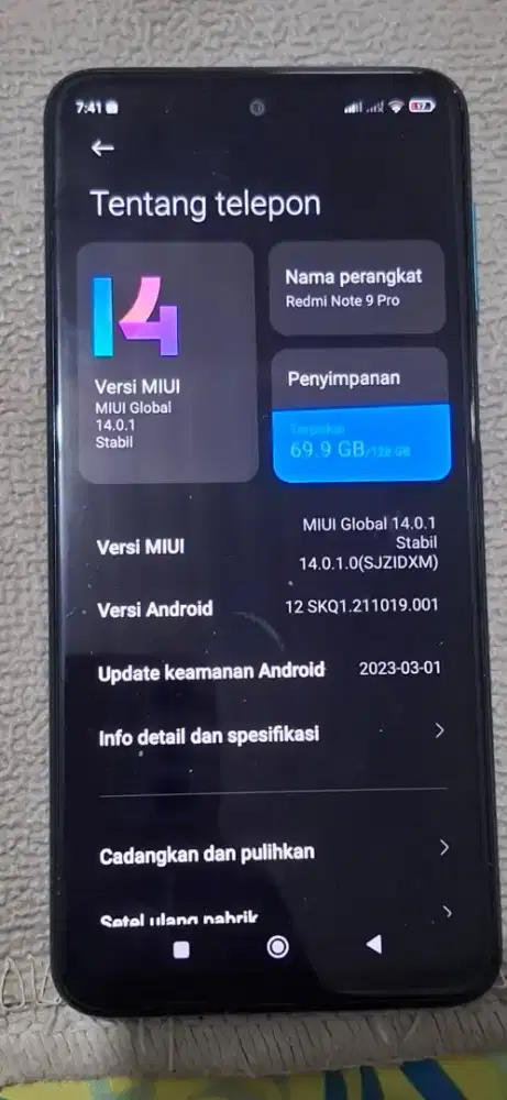 FOR SALE REDMI NOTE 9 PRO RAM 6/128GB
