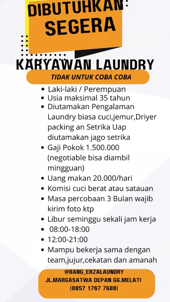 Segera yg serius pengalaman laundry wajib