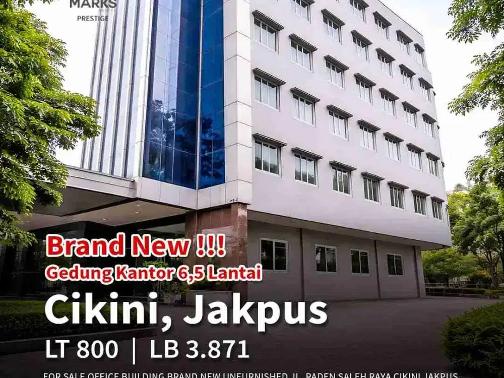 FOR SALE OFFICE BUILDING BRAND NEW UNFURNISHED JL. RADEN SALEH RAYA CIKINI JAKARTA PUSAT.
SHM

Luas Tanah 800m²
Lbuas Bangunan 2500m²
Lantai: 6.5 lantai (termasuk Basement)
-Kamar Mandi: 11 (5 lantai @ 1 kamar mandi pria & 1 kamar mandi wanita + 1 kamar m