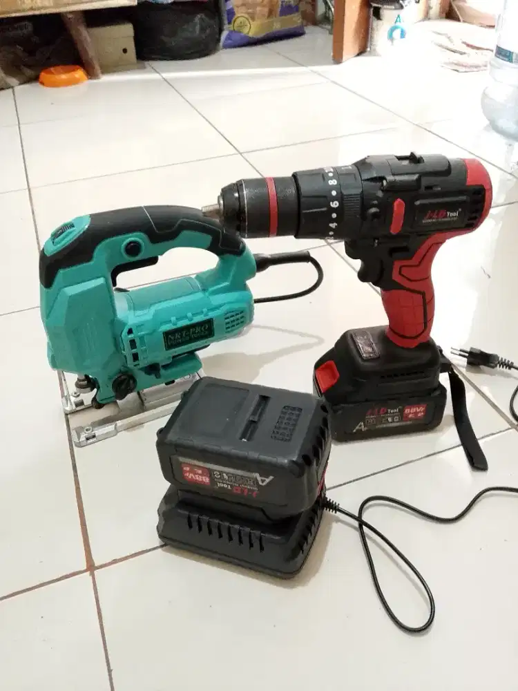 Bor Baterai Brushless JLD 13mm + Mesin Jigsaw NRT-PRO js80hd