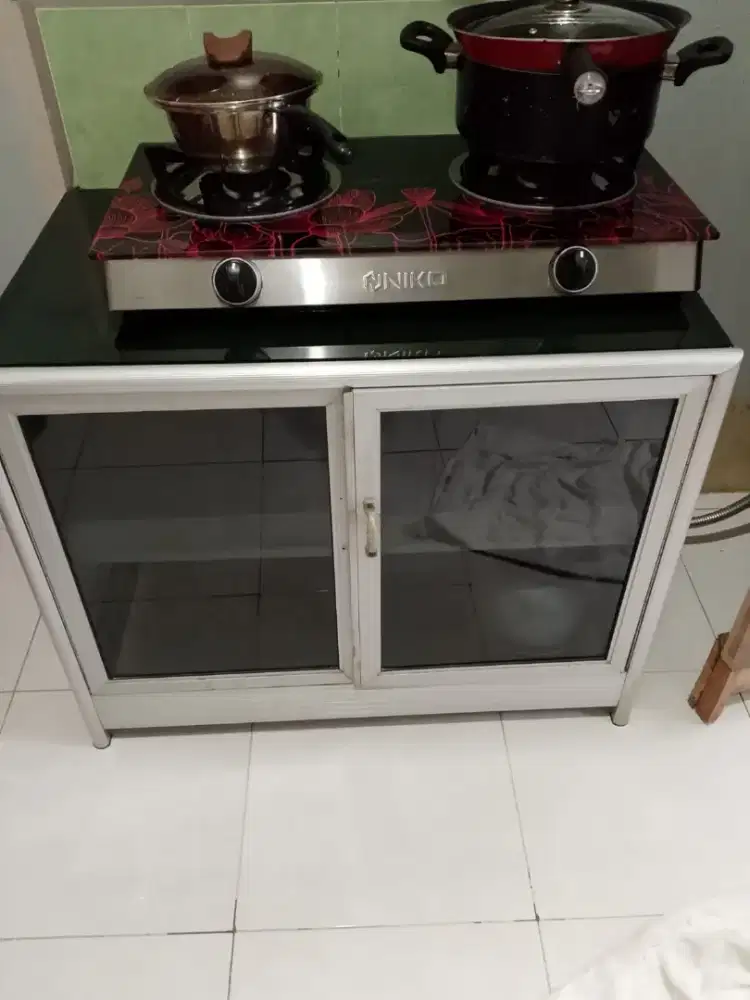 dijual meja kaca cantik untuk kompor