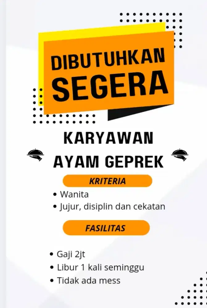 Dibutuhkan karyawan