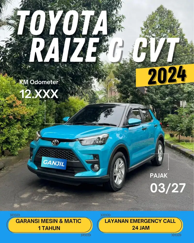 TOYOTA RAIZE G 2024 CVT MATIC GANJIL