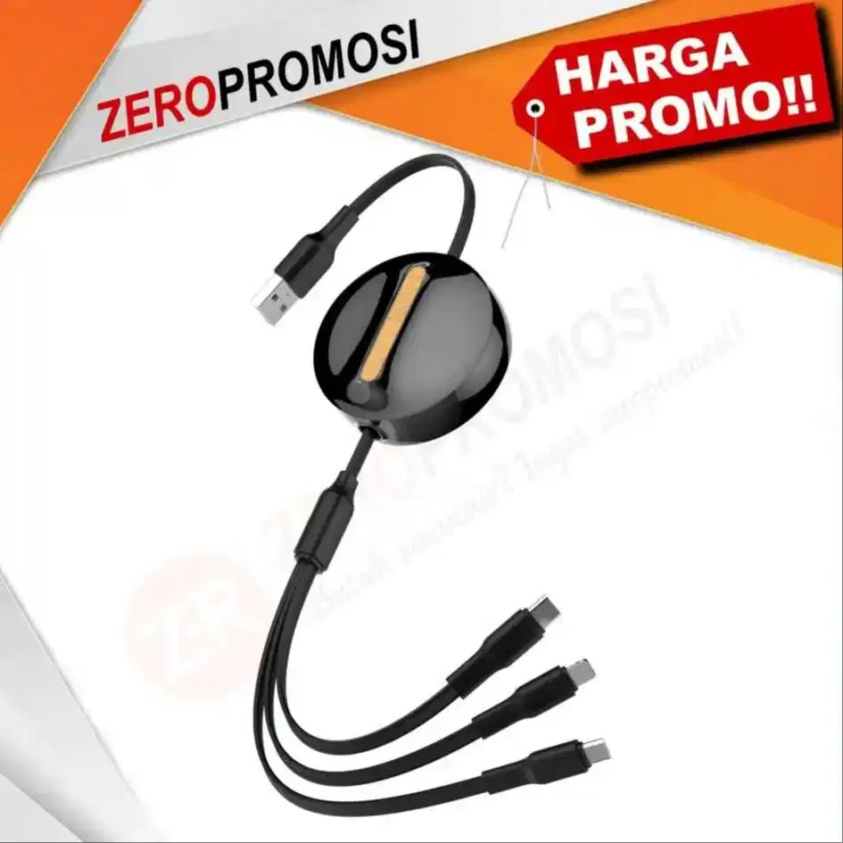 Kabel Data Multifungsi 3 Cabang Custom Logo