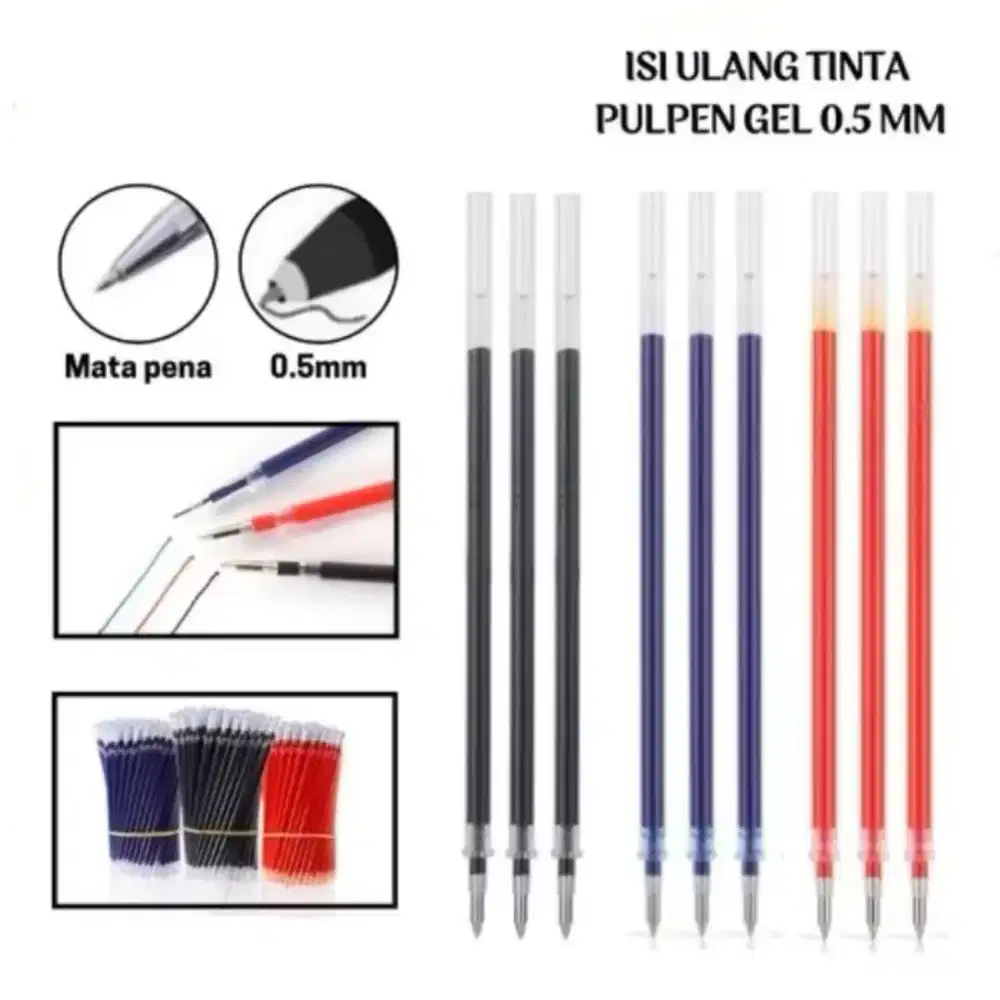Refil pen bolpen gel 0,5mm 15pcs