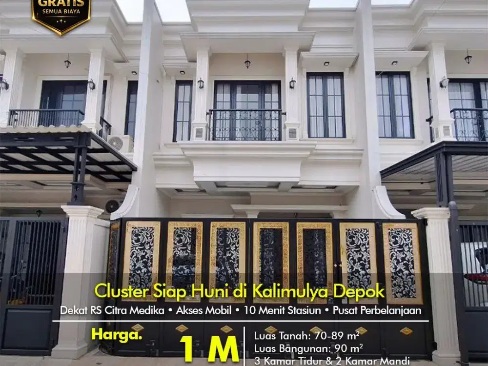 Rumah Classic Modern One Gate System di Kalimulya Cilodong Harga 1M