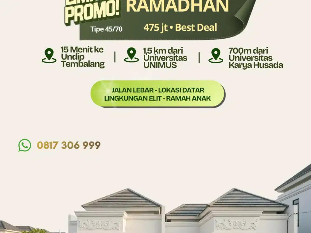 Rumah Semarang Kota Sambiroto dekat UNIMUS RS Wongso PRIMAYA