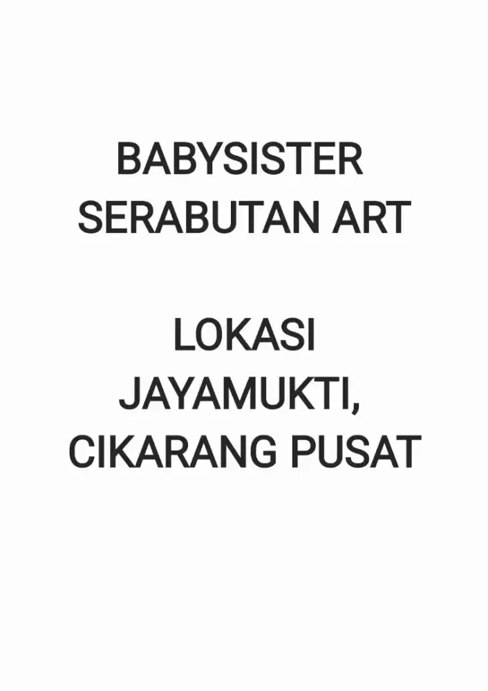 Babysister serabutan Art