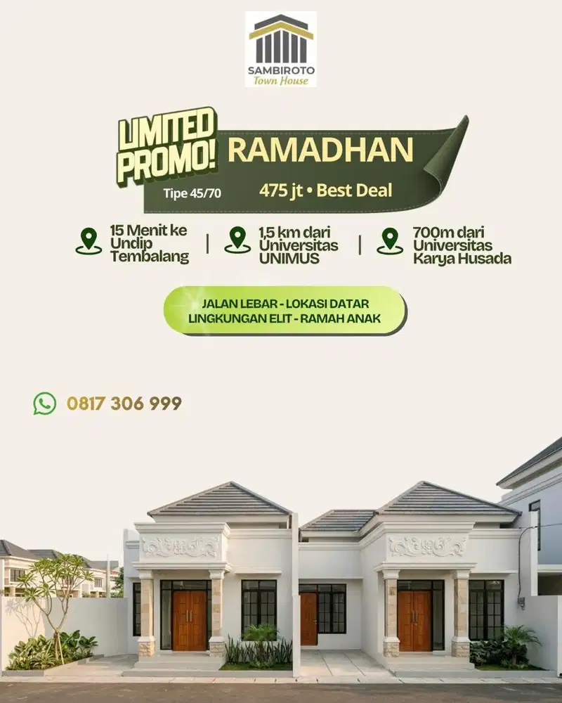 Rumah kedungmundu sambiroto elang dekat Java Mall Unimus Undip