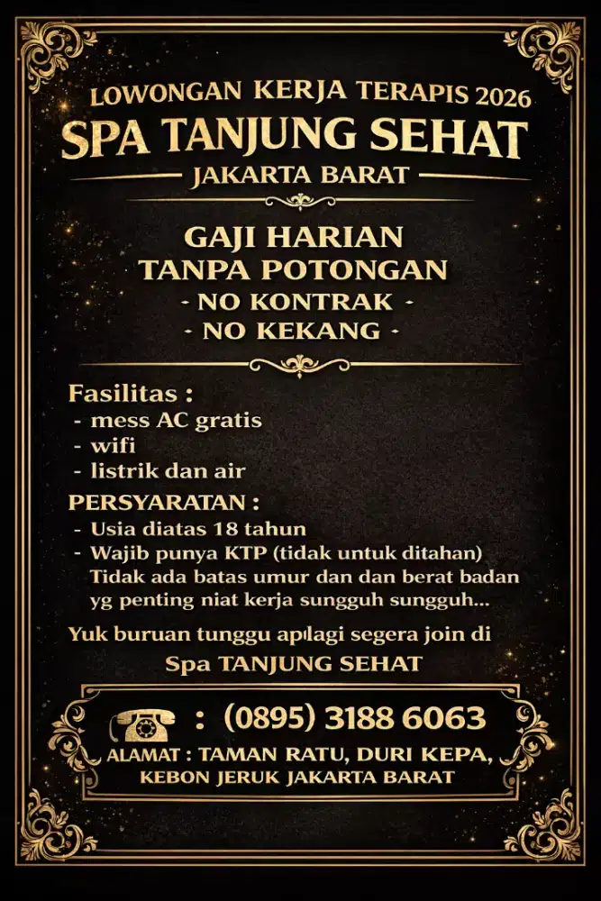 Loker terapis khusus cewe area jakarta barat gaji harian