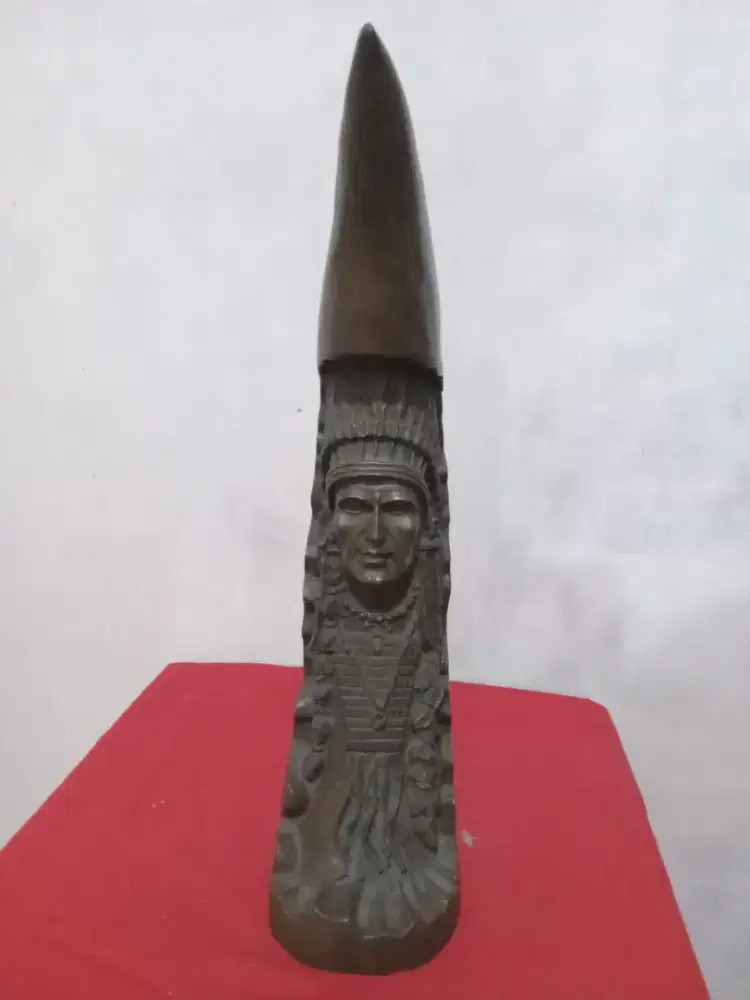 Pajangan Lawas Patung Kepala Suku ( Indian Native ) Perunggu