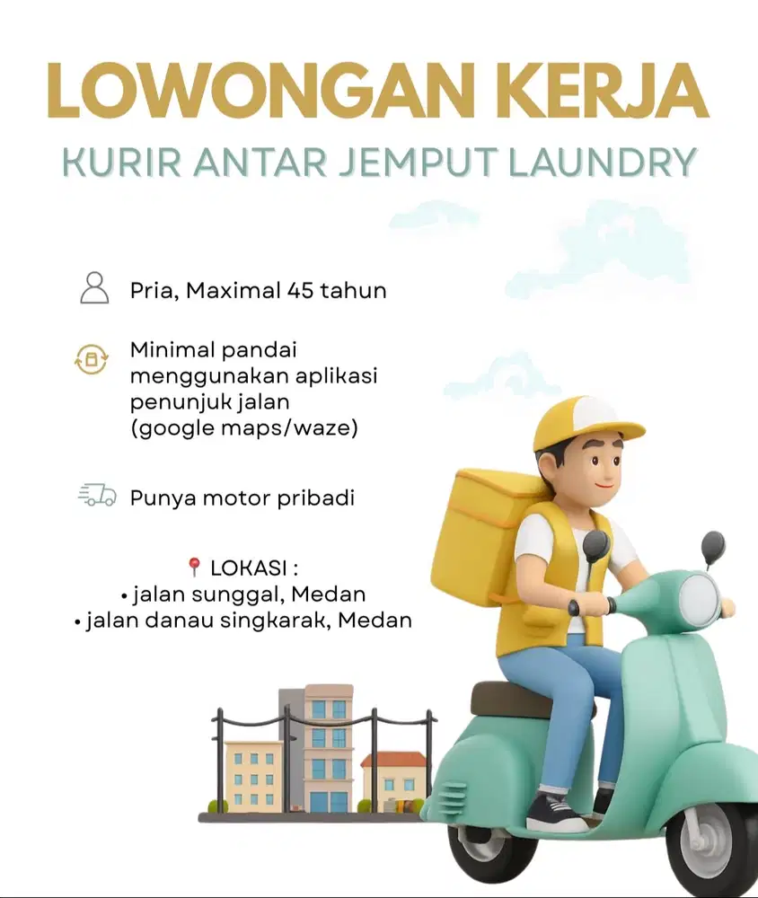 BUTUH KURIR ANTAR JEMPUT LAUNDRY