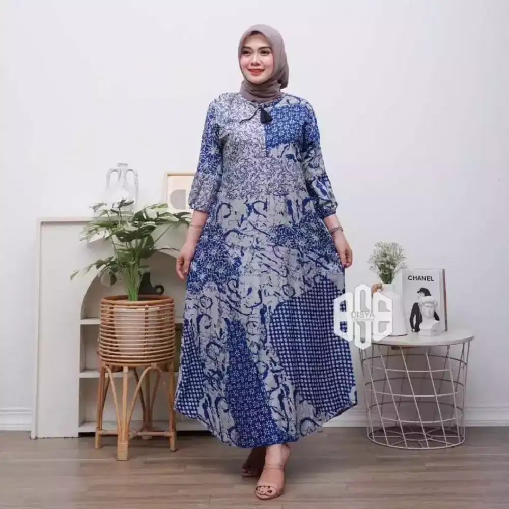 Busana Cantik Idul Fitri Gamis Twil Syar'i ~DISYA~ Motif BUNGA BERCAK