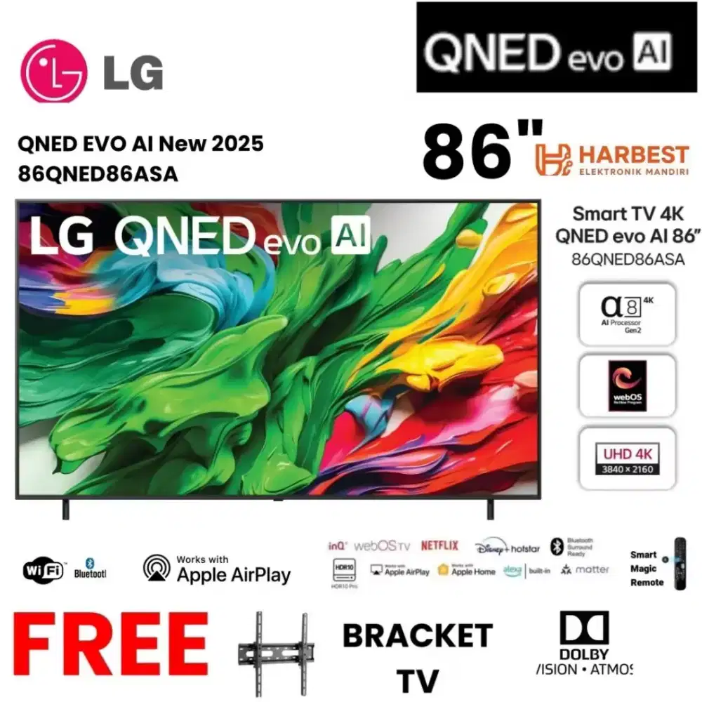 LG 86QNED86ASA SMART TV LG QNED EVO AI UHD 4K HDR Prosesor AI 8 Gen2