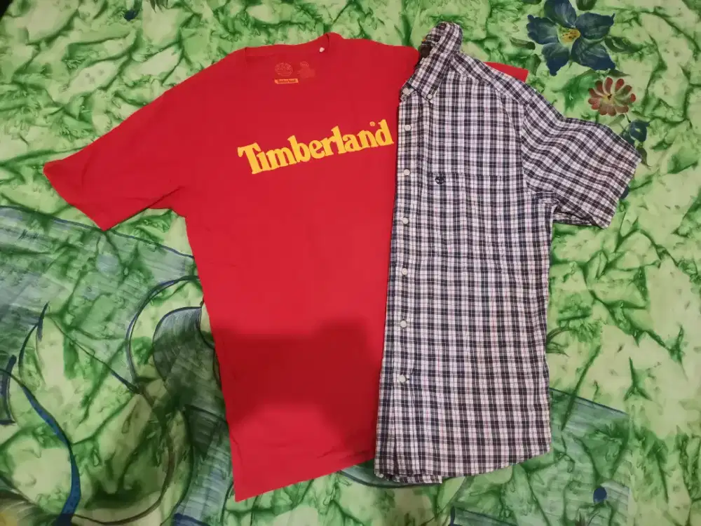 Kemeja Casual TIMBERLAND/ Biru Dongker-Merah/ Size XL (ORIGINAL)