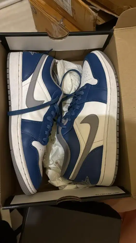 Sepatu Air Jordan 1 Low Cement True Blue Original