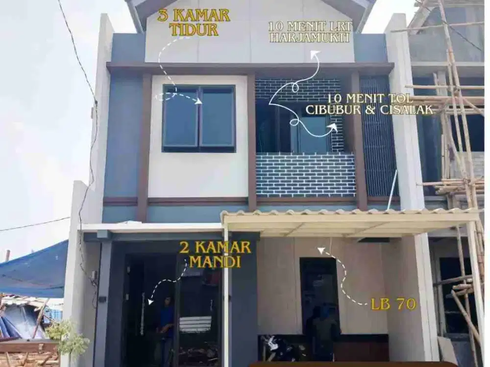 Rumah 2 Lantai Siap Huni 10 menit tol cibubur cisalak dan Lrt Harjamukti