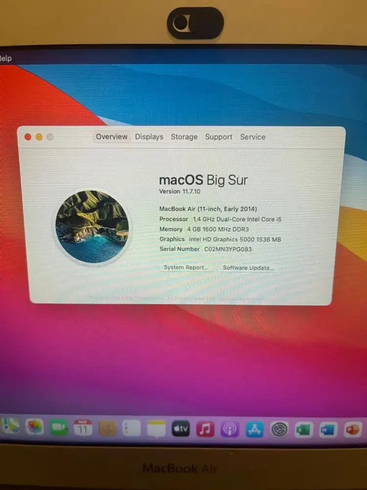MacBook Air 11 inch 2014 ram 4/250gb core i5 Mulus no minus siap pakai