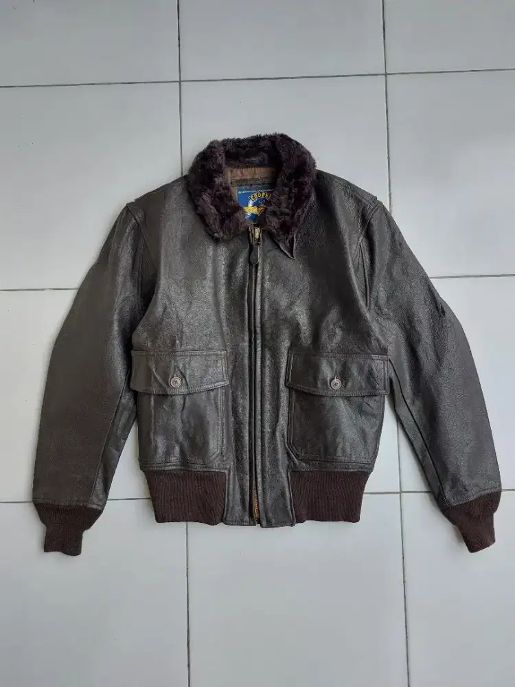 Cooper G1 Vintage Leather Flight Jacket Bomber Pilot Jaket Kulit