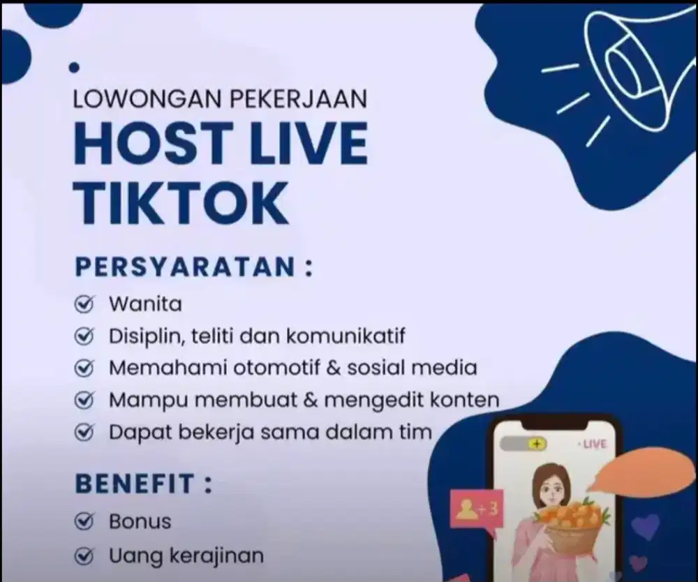 Dicari host live tiktok