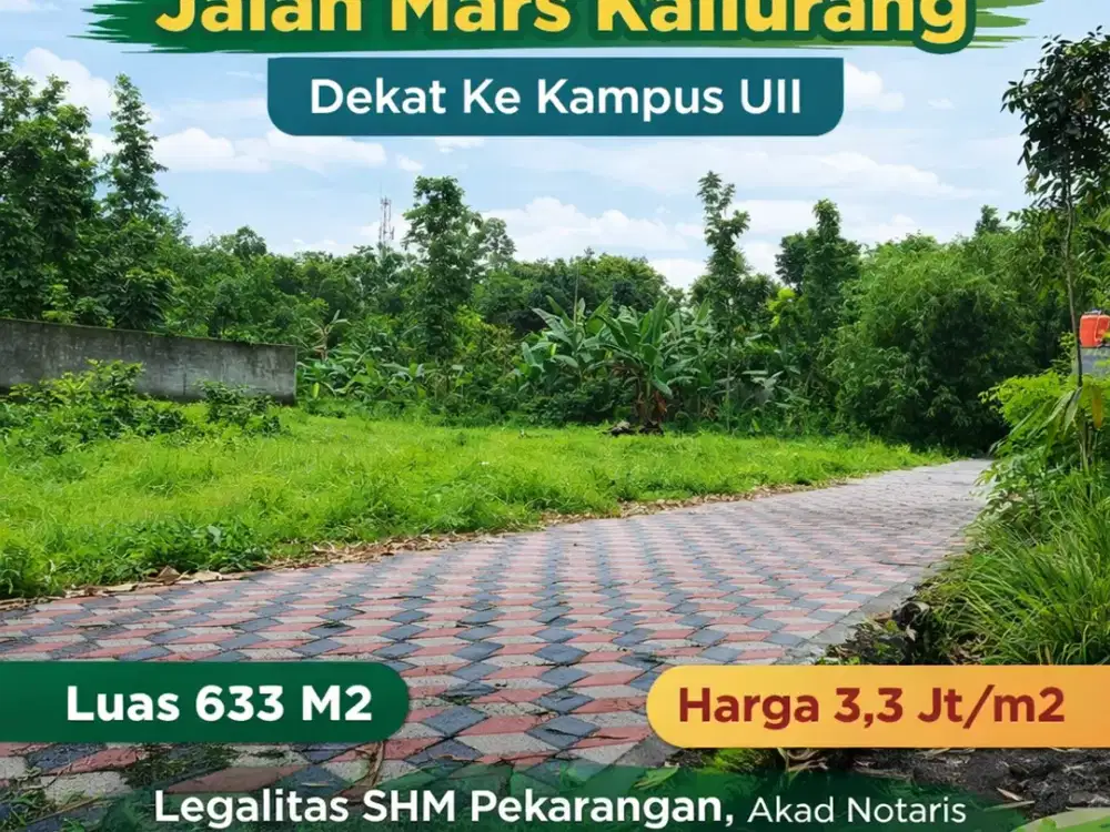 Tanah Jogja Kost Area Kampus UII Kaliurang SHM Pekarangan