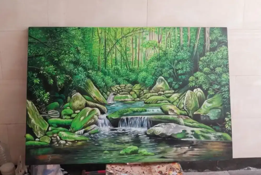 Dijual lukisan kanvas pemandangan 90x130 cm