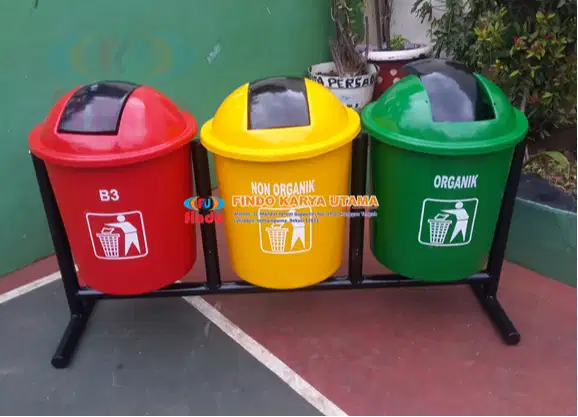 Tempat Sampah Bulat Tiga Pilah 457 / Tempat Sampah