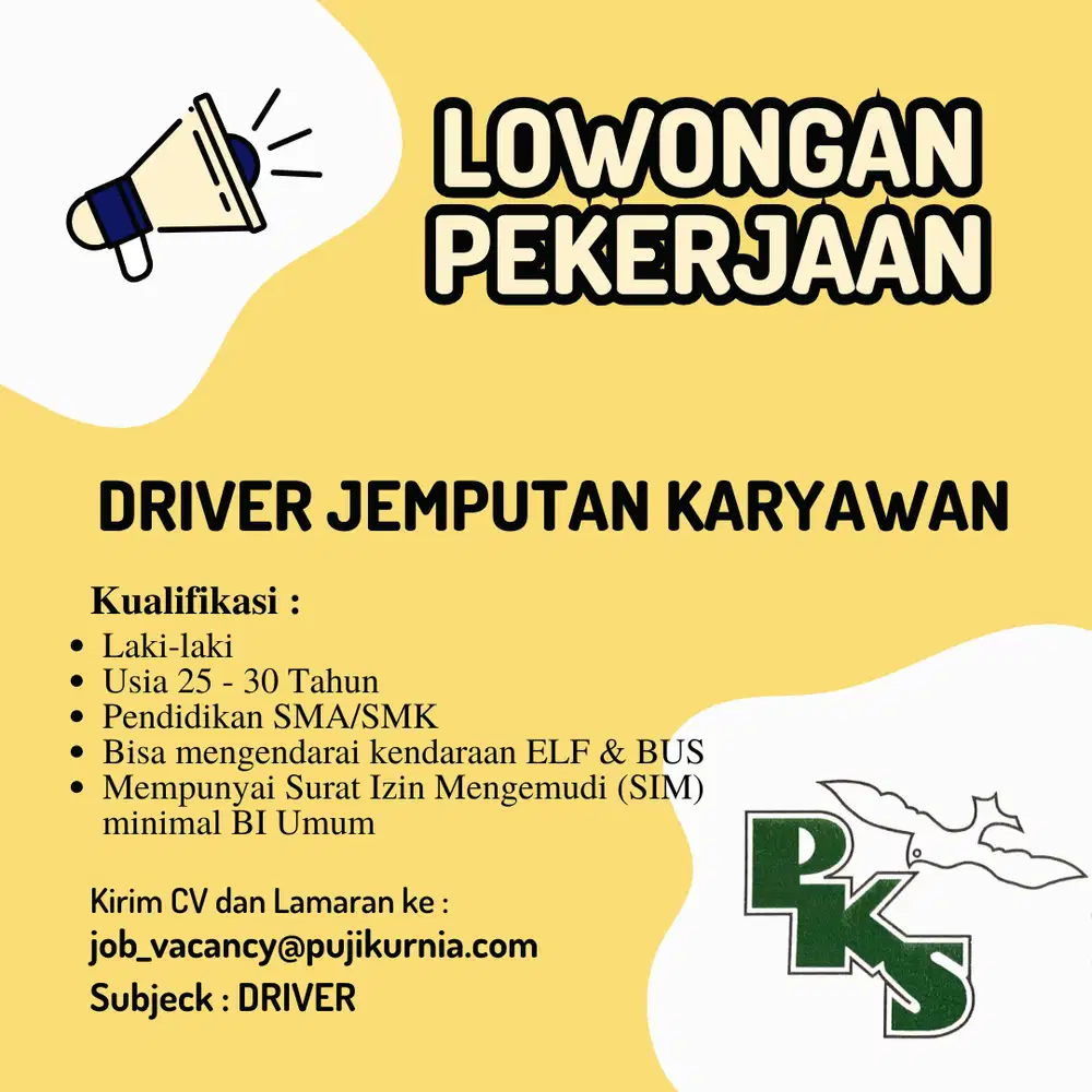 Lowongan Kerja Driver Jemputan Karyawan