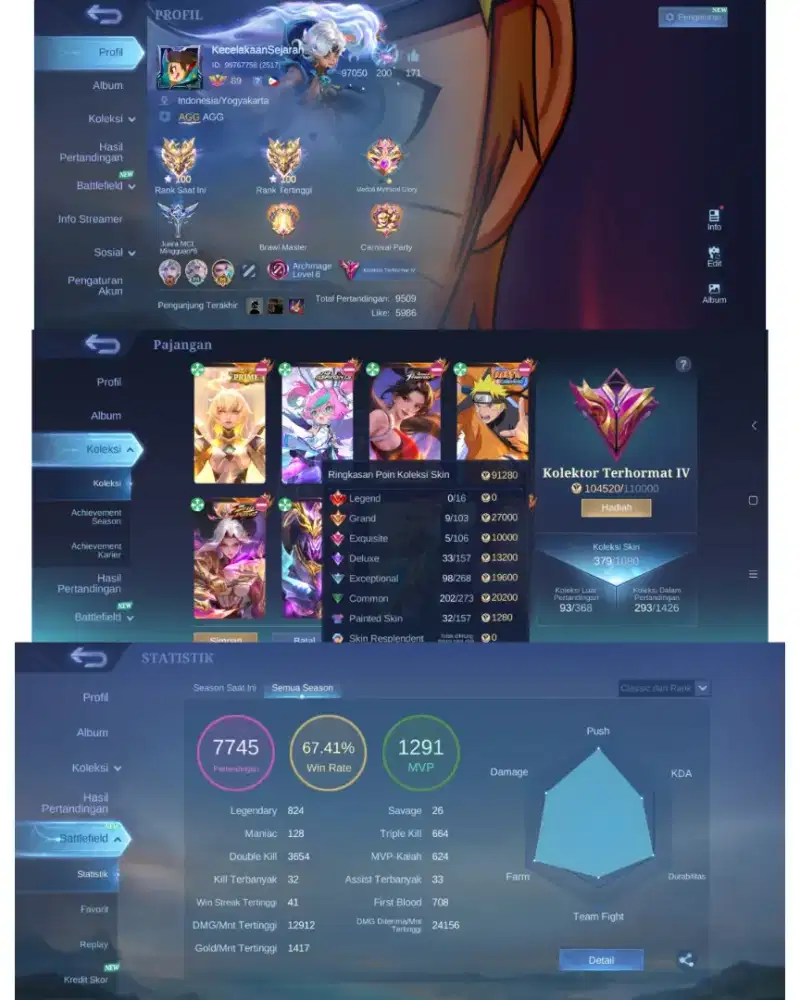 Akun mobile legend 379skin