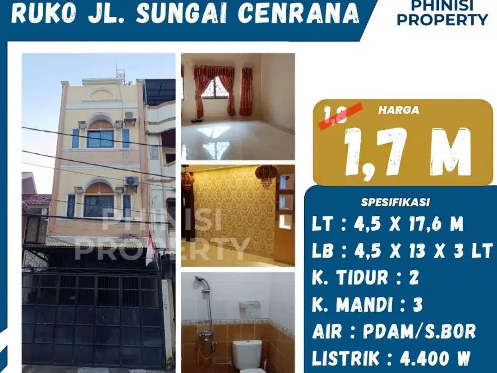 Dijual Ruko Tengah Kota Jalan Sungai Cenrana dekat Gunung Latimojong