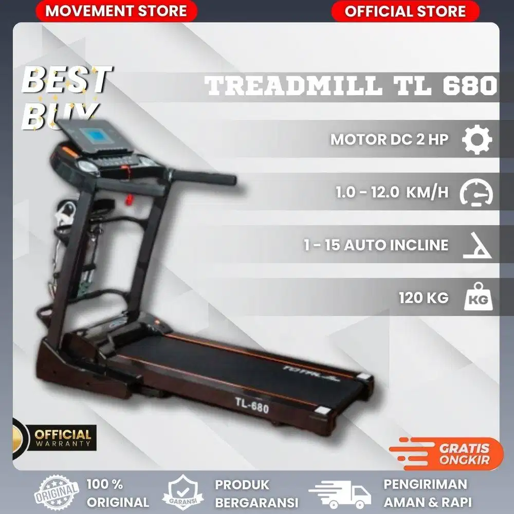Treadmill Electrik TL680 Alat Olahraga Lari Treadmill Rumahan Premium