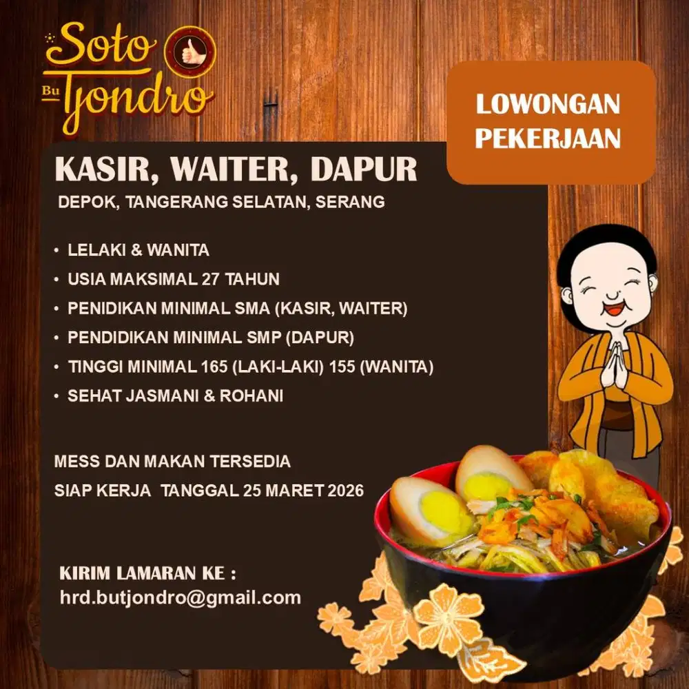 loker Soto Bu Tjondro